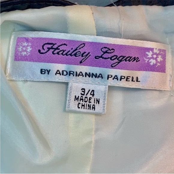 NEW Adrianna Papell Formal Gown Sz 3/4 Hailey Logan Dress Black Satin White Lace - Picture 10 of 16